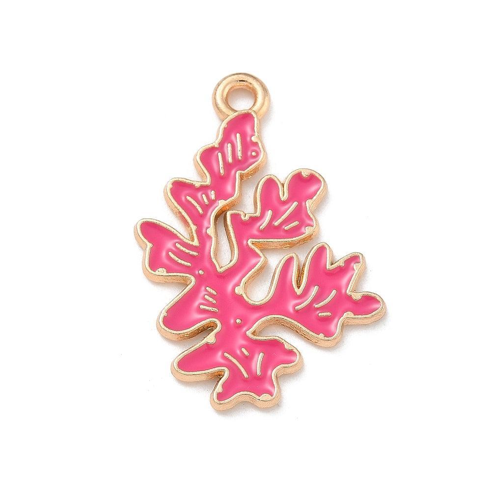 Bedel Koraal goud/Paars 29x20x1.5mm- per Stuk-bedels-Kraaltjes van Renate