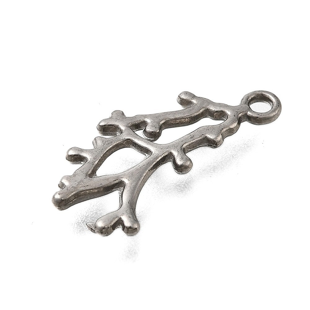 Bedel Koraaltak zilver RVS 21x12mm - per stuk-bedels-Kraaltjes van Renate
