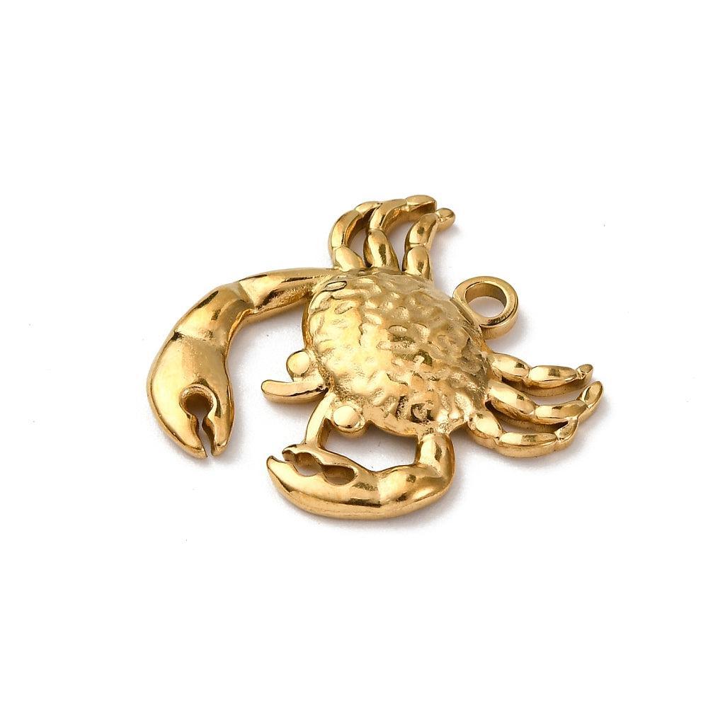 Bedel Krab Goud RVS 20mm - per stuk-bedels-Kraaltjes van Renate