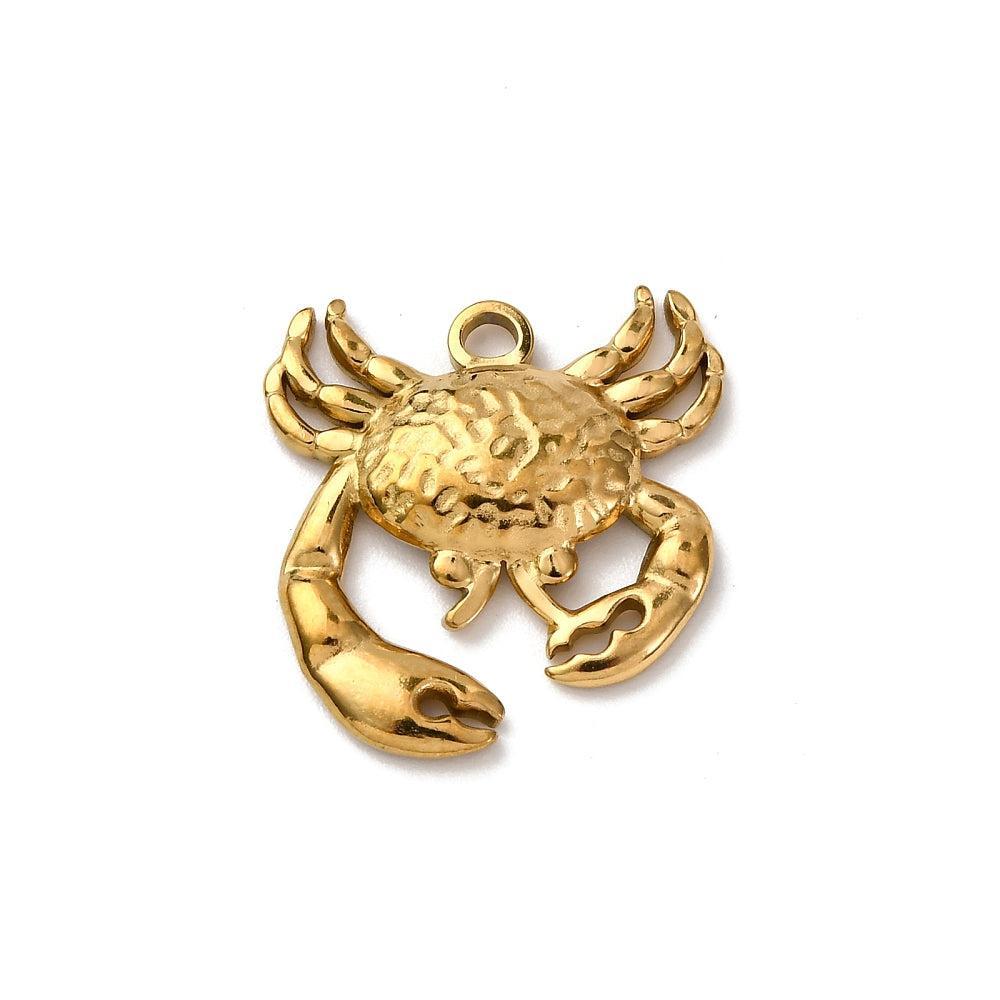 Bedel Krab Goud RVS 20mm - per stuk-bedels-Kraaltjes van Renate