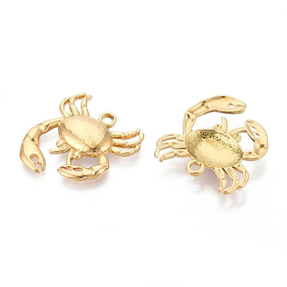 Bedel Krab Goud RVS 27x25mm-bedels-Kraaltjes van Renate