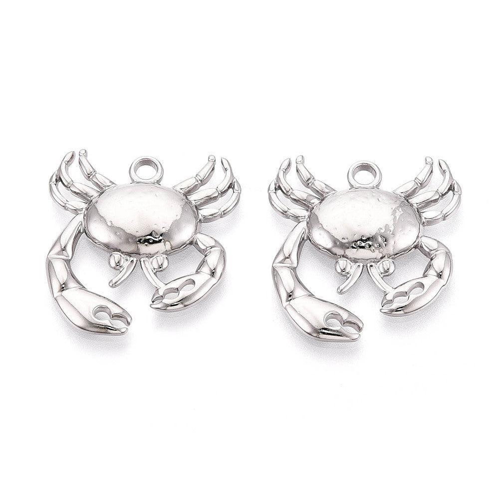 Bedel Krab Zilver RVS 27x25mm-bedels-Kraaltjes van Renate