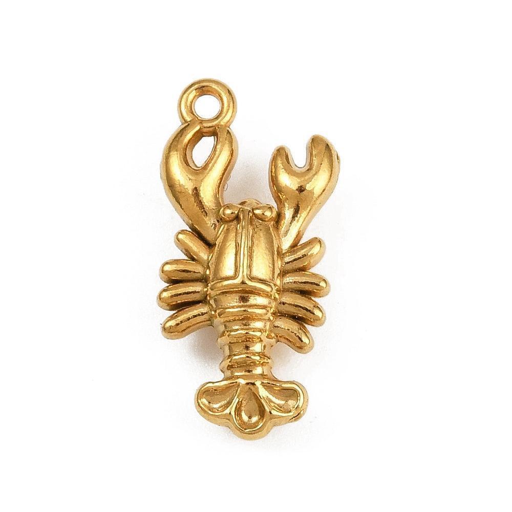 Bedel Kreeft Goud 22x10,5mm- Per Stuk-bedels-Kraaltjes van Renate