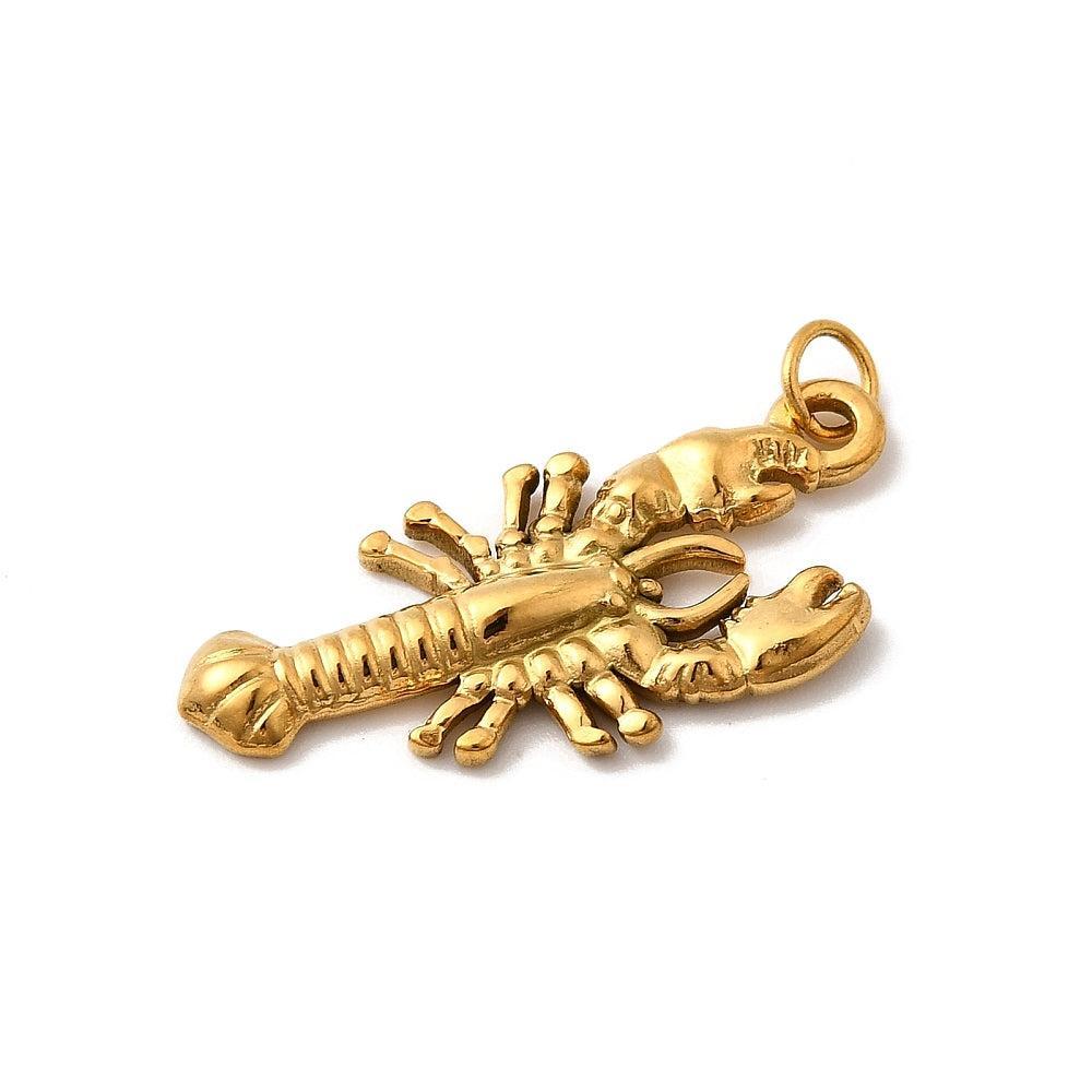 Bedel Kreeft Goud 24,5x11,5mm- Per Stuk-bedels-Kraaltjes van Renate