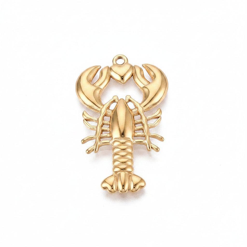 Bedel Kreeft RVS Goud 32mm - per stuk-Bedels-Kraaltjes van Renate