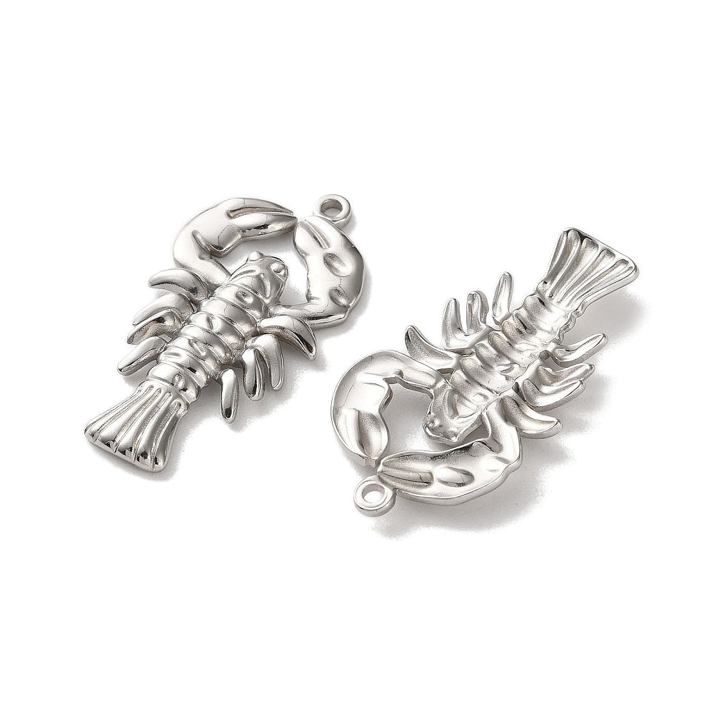 Bedel Kreeft RVS Zilverkleur 39mm – per stuk-bedels-Kraaltjes van Renate