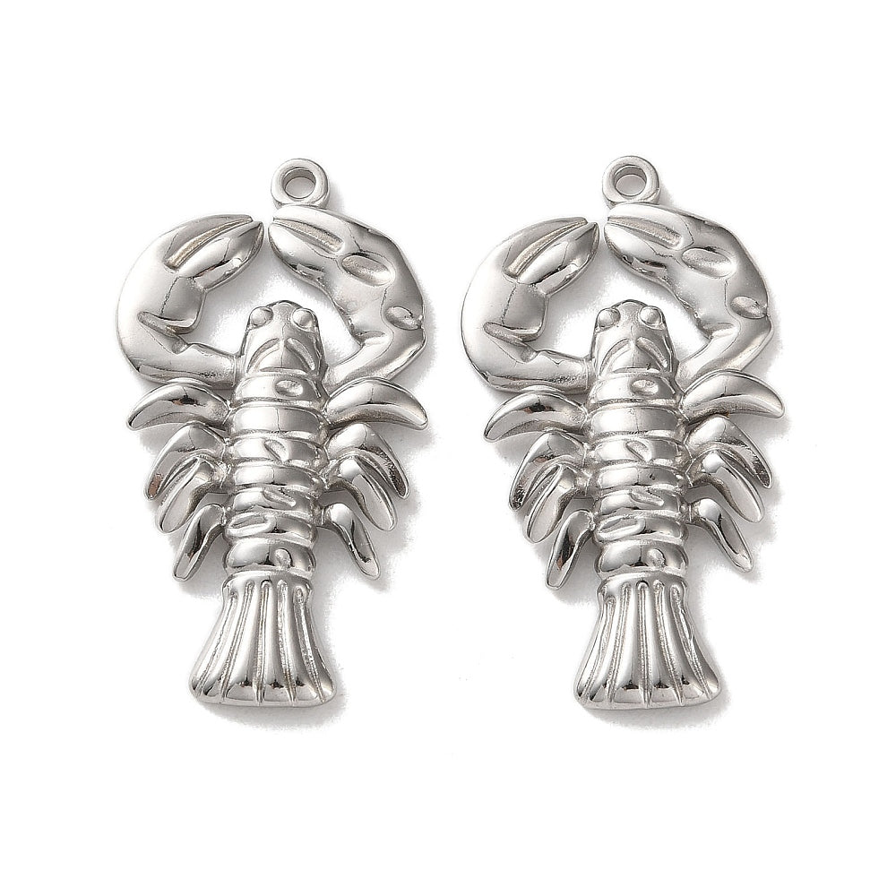 Bedel Kreeft RVS Zilverkleur 39mm – per stuk-bedels-Kraaltjes van Renate