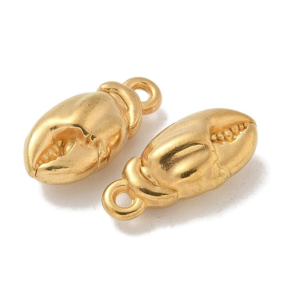 Bedel Kreeftenschaar RVS 18K Gold Plated 21x9mm - per stuk-bedels-Kraaltjes van Renate