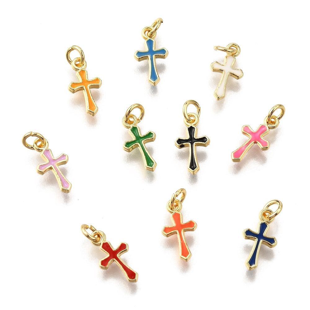 Bedel Kruis Emaille met Ringetje 11,5mm – per stuk-bedels-Kraaltjes van Renate