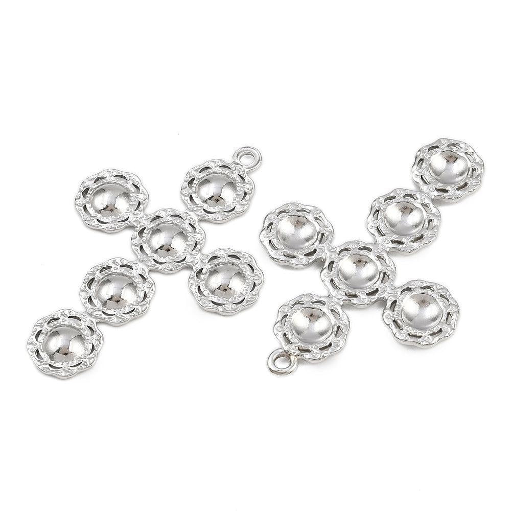 Bedel Kruis RVS Zilverkleur 47mm – per stuk-bedels-Kraaltjes van Renate