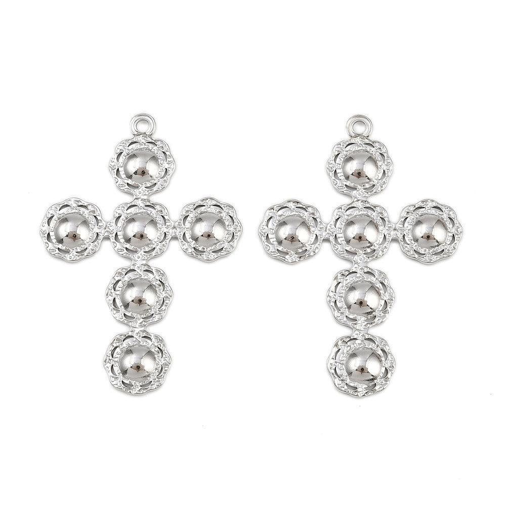 Bedel Kruis RVS Zilverkleur 47mm – per stuk-bedels-Kraaltjes van Renate