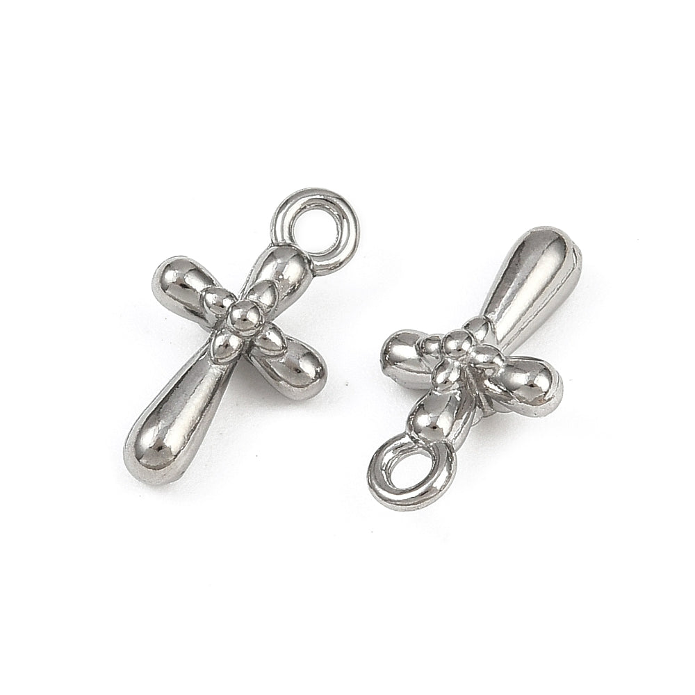 Bedel Kruisje Zilver RVS 16x9mm-bedels-Kraaltjes van Renate