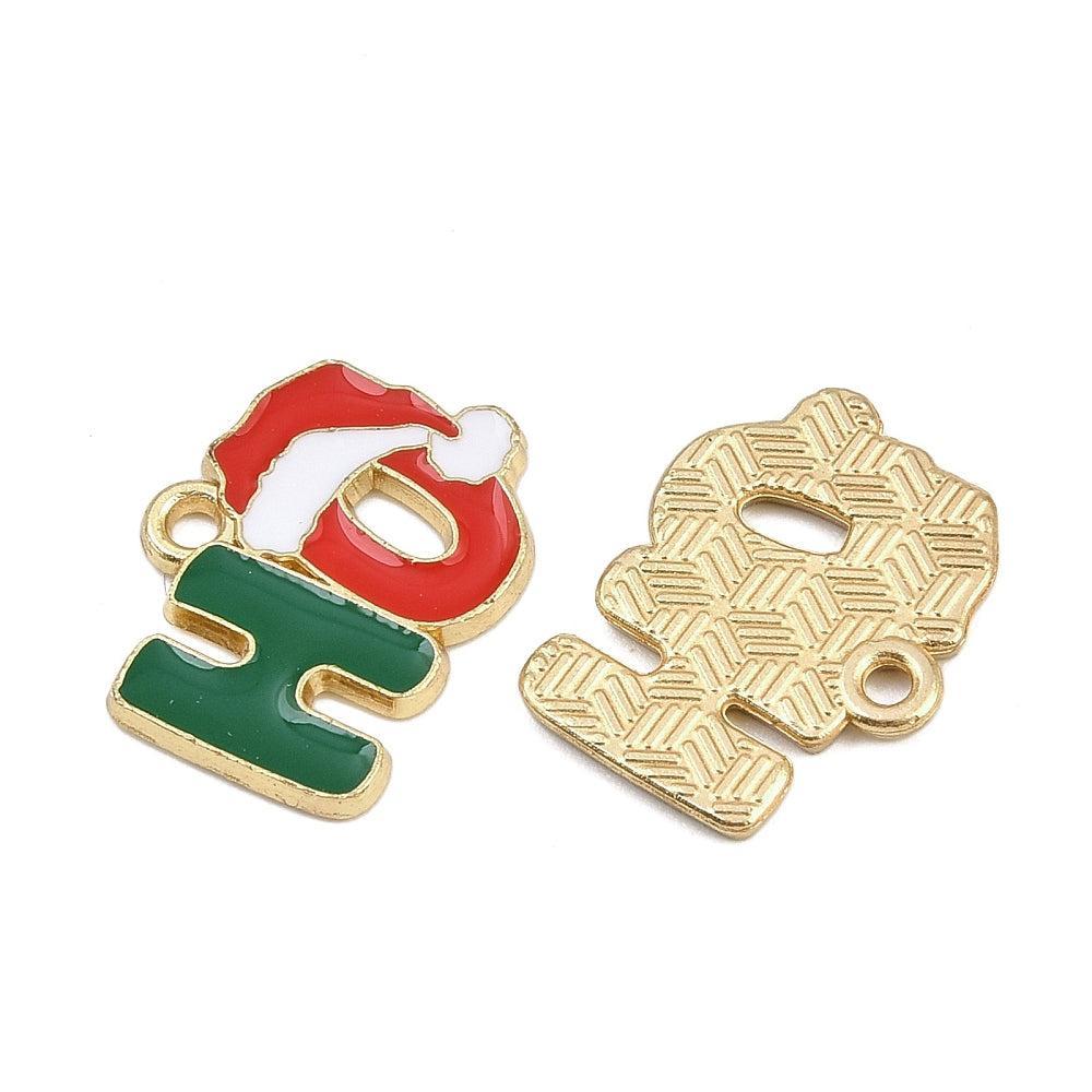 Bedel Letter Emaille Kerst 17,5mm – per stuk-bedels-Kraaltjes van Renate