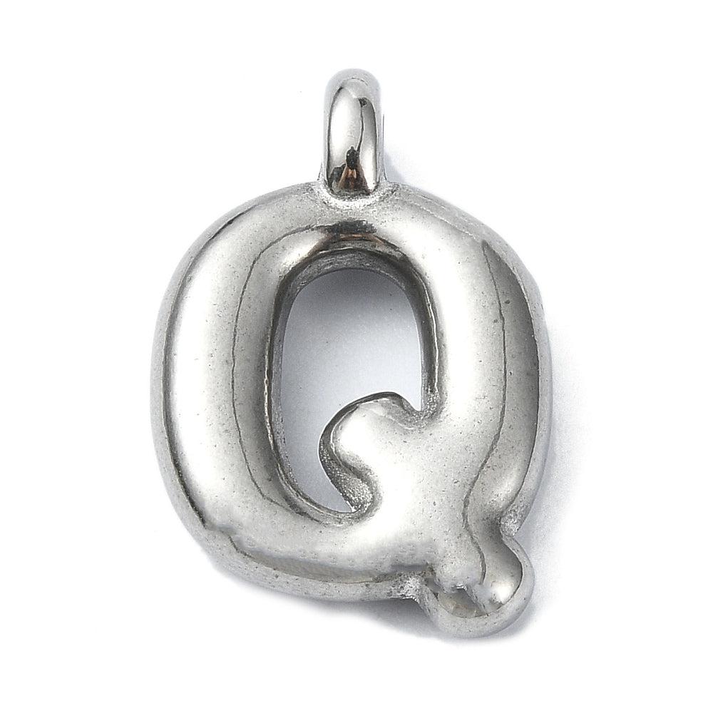 Bedel letter alfabet A-Z RVS zilver 19x13mm-bedels-Kraaltjes van Renate