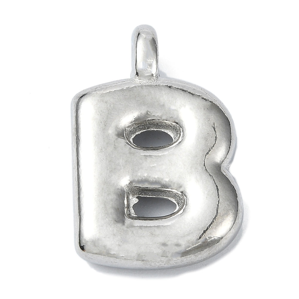 Bedel letter alfabet A-Z RVS zilver 19x13mm-bedels-Kraaltjes van Renate