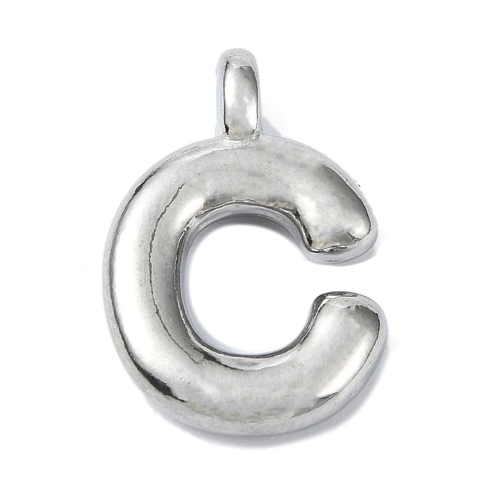 Bedel letter alfabet A-Z RVS zilver 19x13mm-bedels-Kraaltjes van Renate