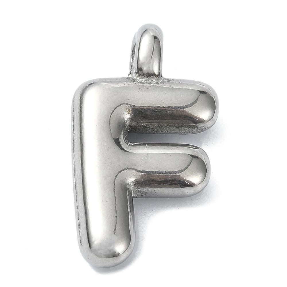 Bedel letter alfabet A-Z RVS zilver 19x13mm-bedels-Kraaltjes van Renate