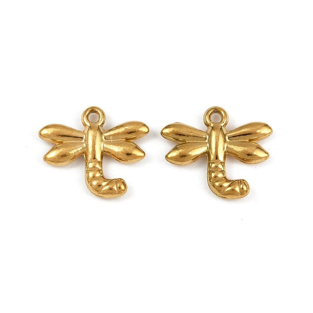 Bedel Libelle Rvs 12x14mm Goud-bedels-Kraaltjes van Renate