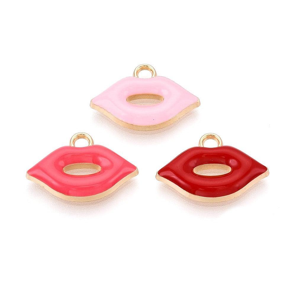 Bedel Lip Alloy Enamel Pendants 13mm - per stuk-Bedels-Kraaltjes van Renate