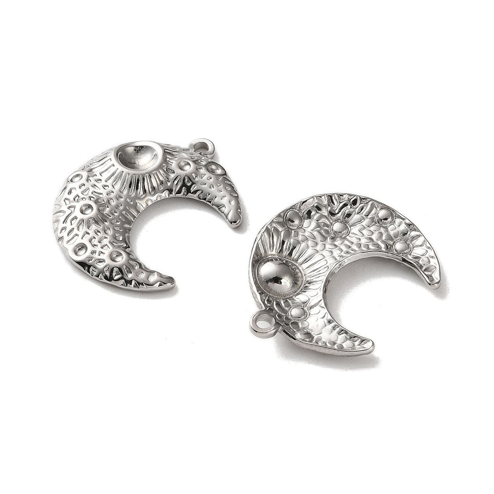 Bedel Maan RVS Zilverkleur met Strass Zettingen 30mm – per stuk-bedels-Kraaltjes van Renate