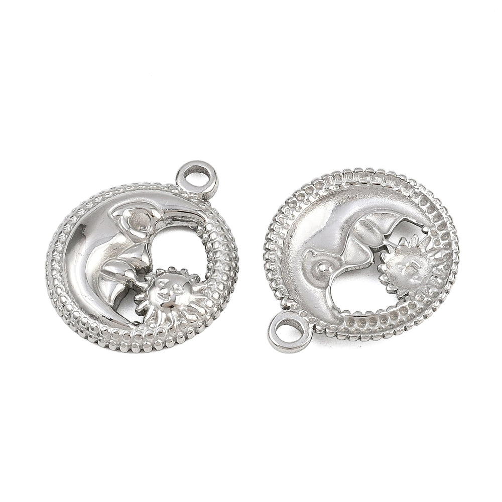 Bedel Maan & Zon RVS Zilverkleur 21,5mm – per stuk-bedels-Kraaltjes van Renate