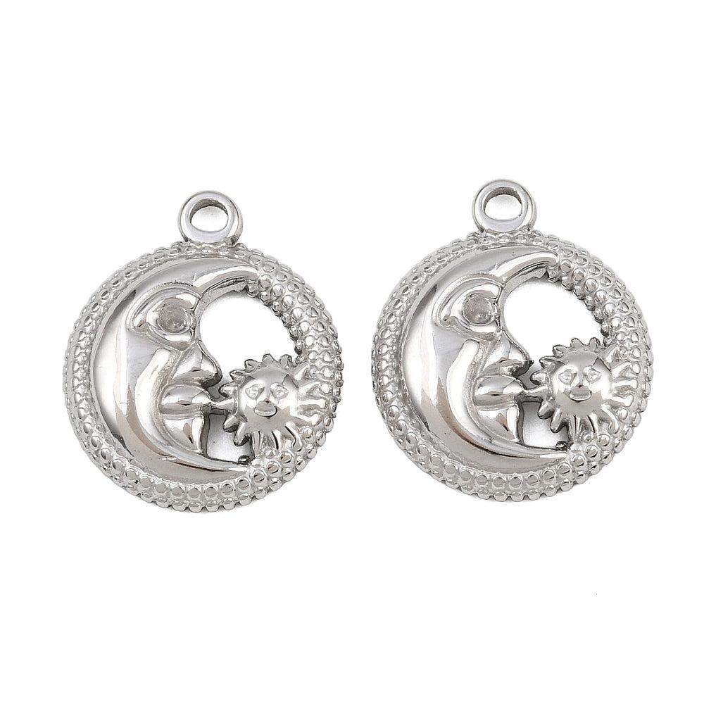 Bedel Maan & Zon RVS Zilverkleur 21,5mm – per stuk-bedels-Kraaltjes van Renate