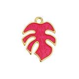Bedel Monstera blad Roze-Goud 24K DQ 15x20mm-bedels-Kraaltjes van Renate