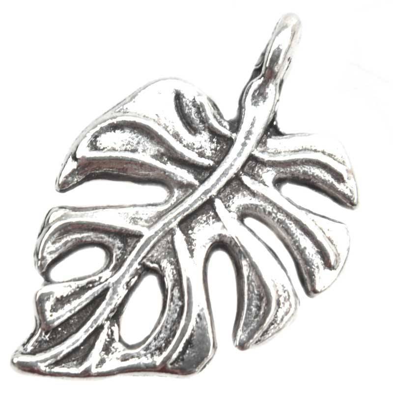 Bedel Monstera blad Zilver 20x13mm - 6 stuks-Kraaltjes van Renate