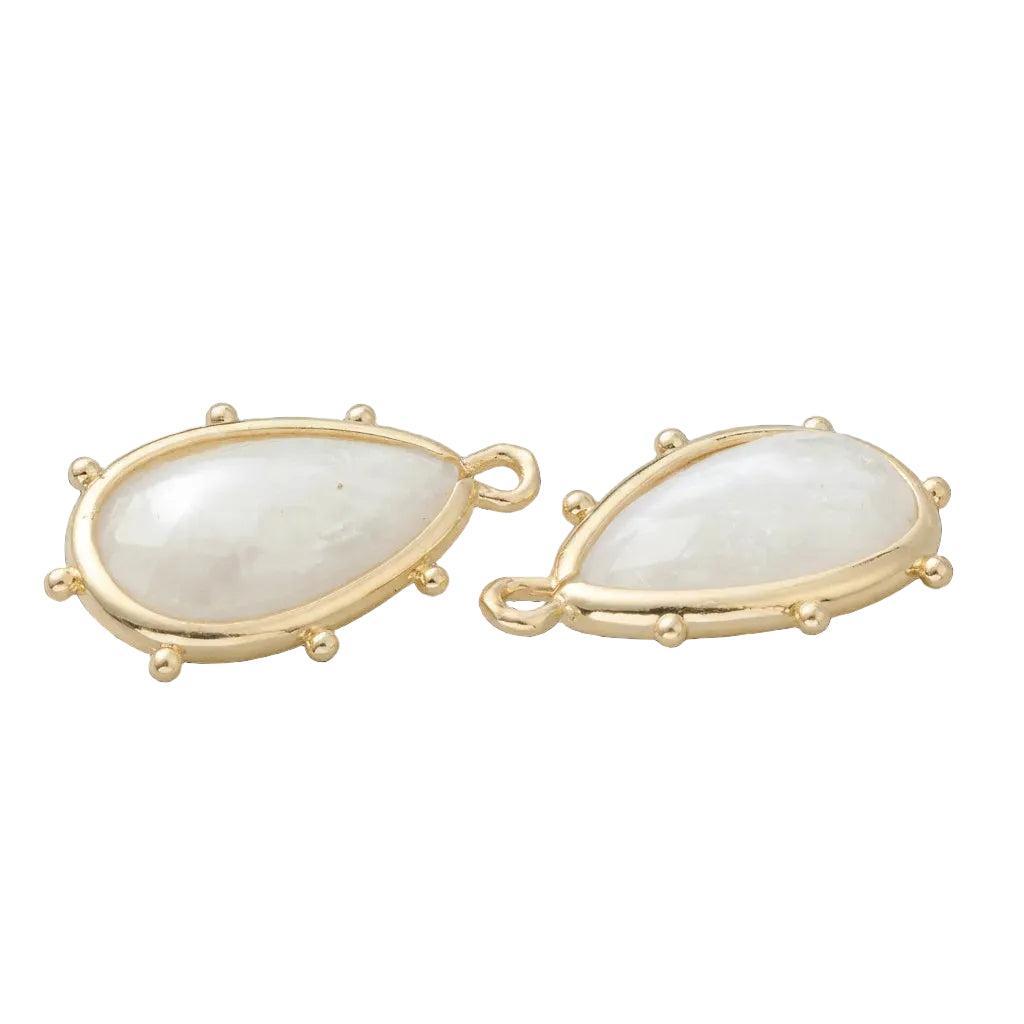 Bedel Moonstone druppel facet Goud 22mm - per stuk-bedels-Kraaltjes van Renate