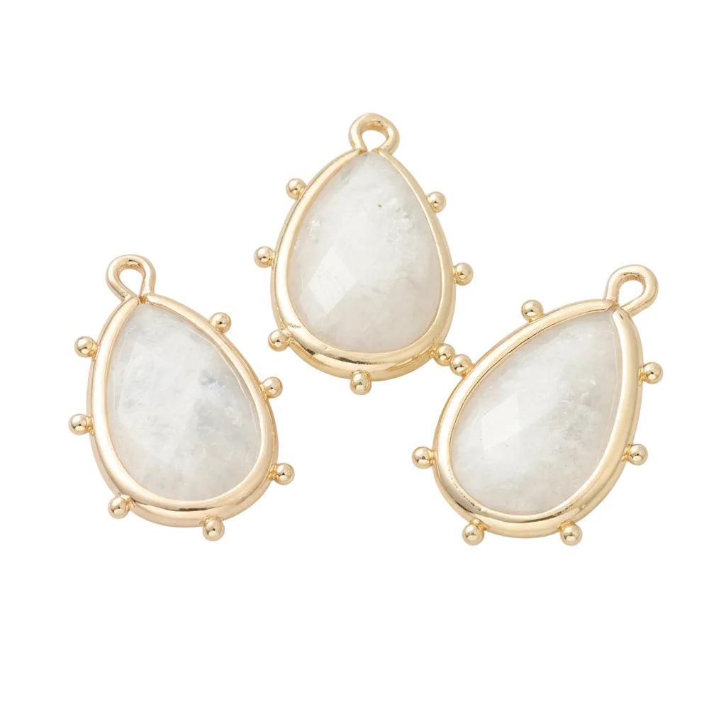 Bedel Moonstone druppel facet Goud 22mm - per stuk-bedels-Kraaltjes van Renate