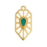 Bedel Motief stralen Groen-Goud 24K DQ 12,5x26,5mm-bedels-Kraaltjes van Renate