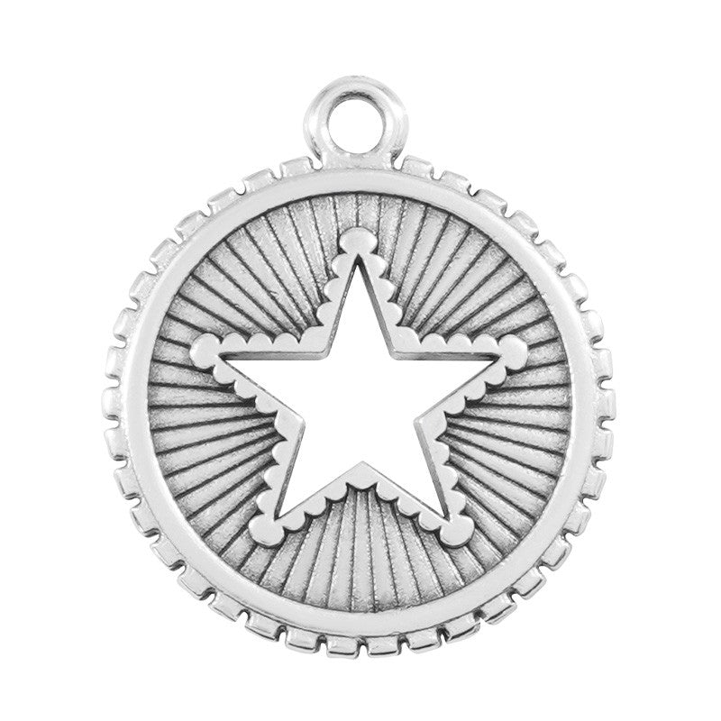 Bedel Munt met ster Zilver DQ 25mm-bedels-Kraaltjes van Renate