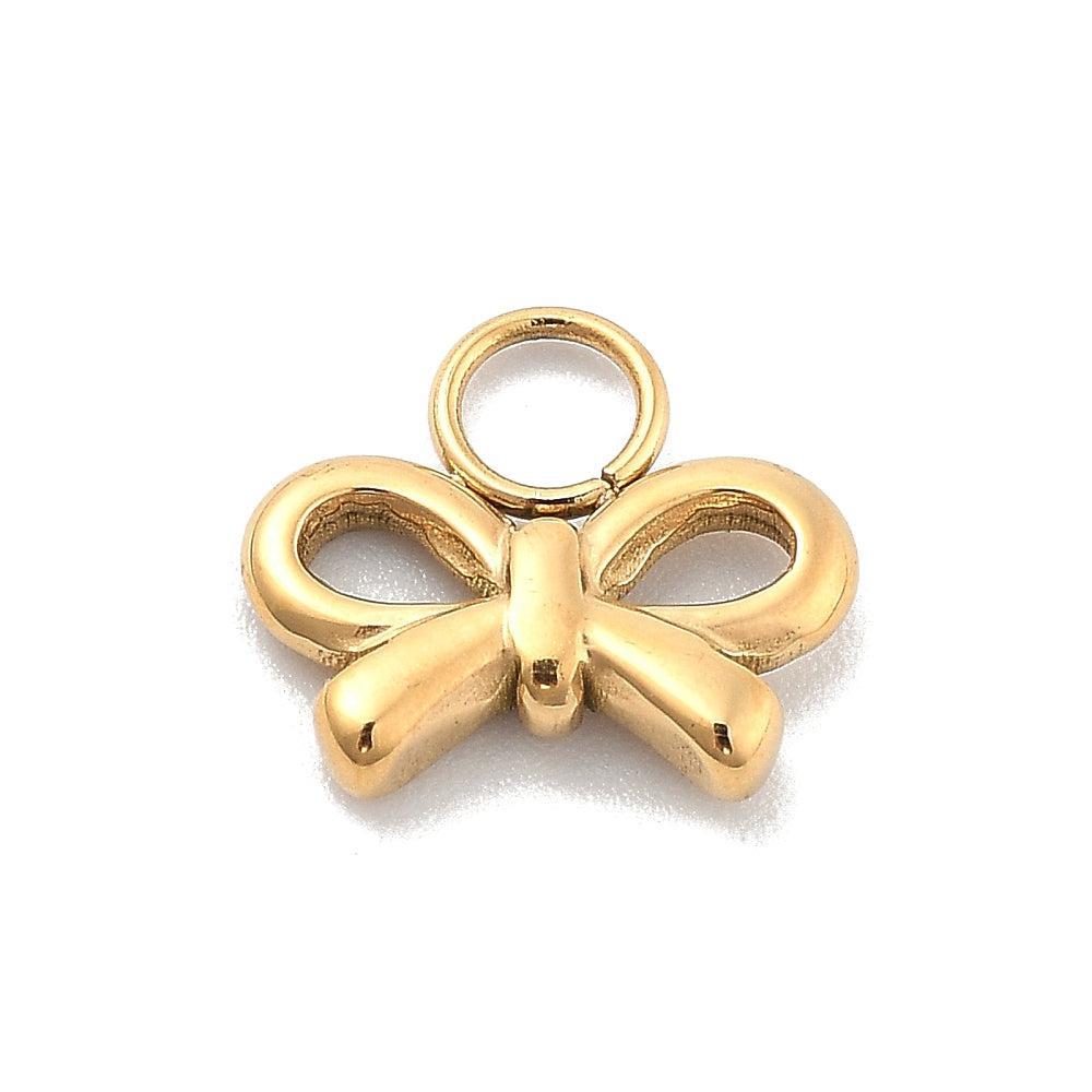 Bedel RVS 14K goud strikje 9mm- per stuk-bedels-Kraaltjes van Renate