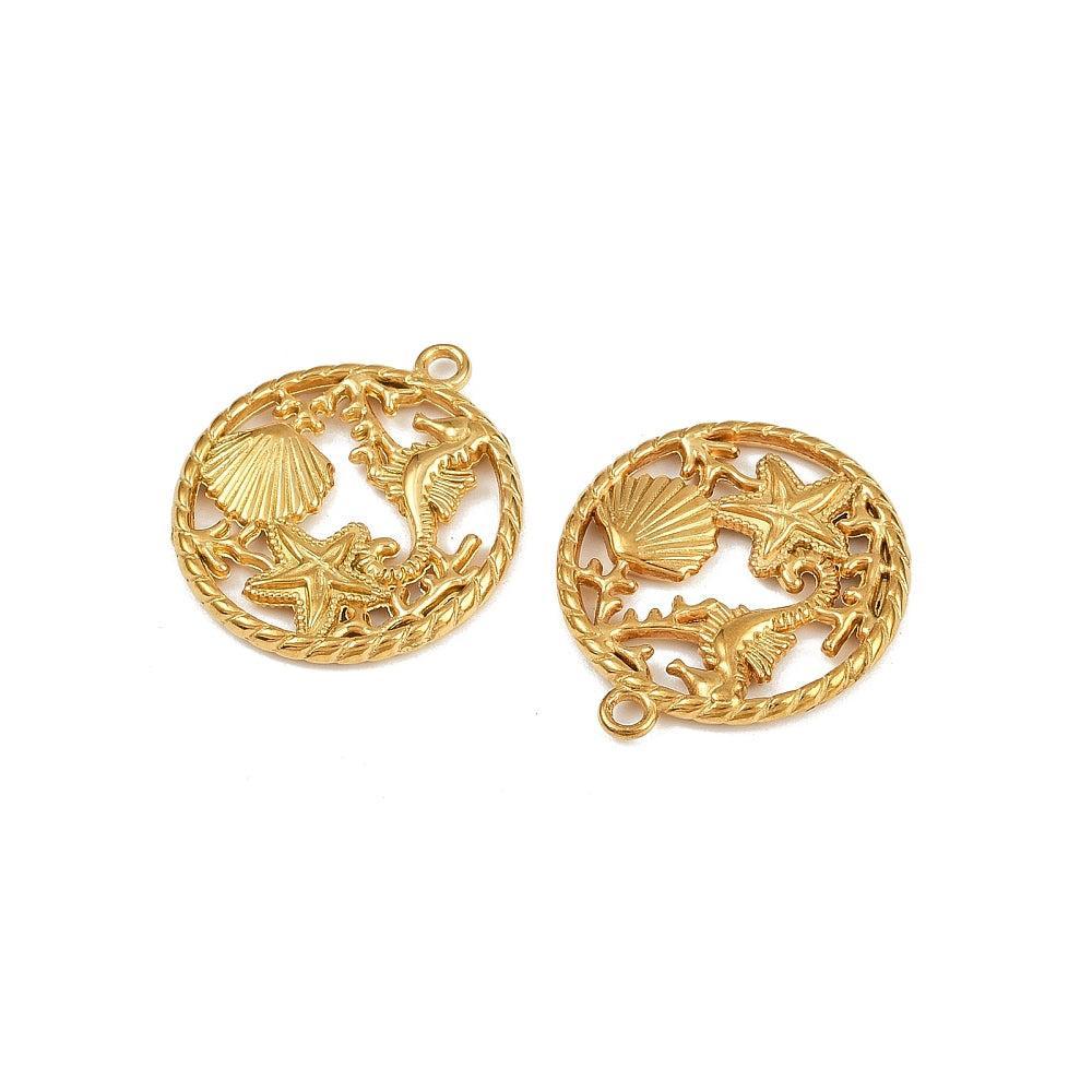 Bedel Oceaan Rvs 12x14mm Goud-bedels-Kraaltjes van Renate