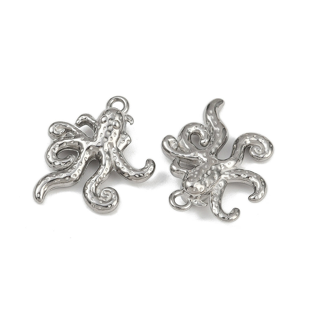 Bedel Octopus Rvs 22,5x20mm Zilver-bedels-Kraaltjes van Renate