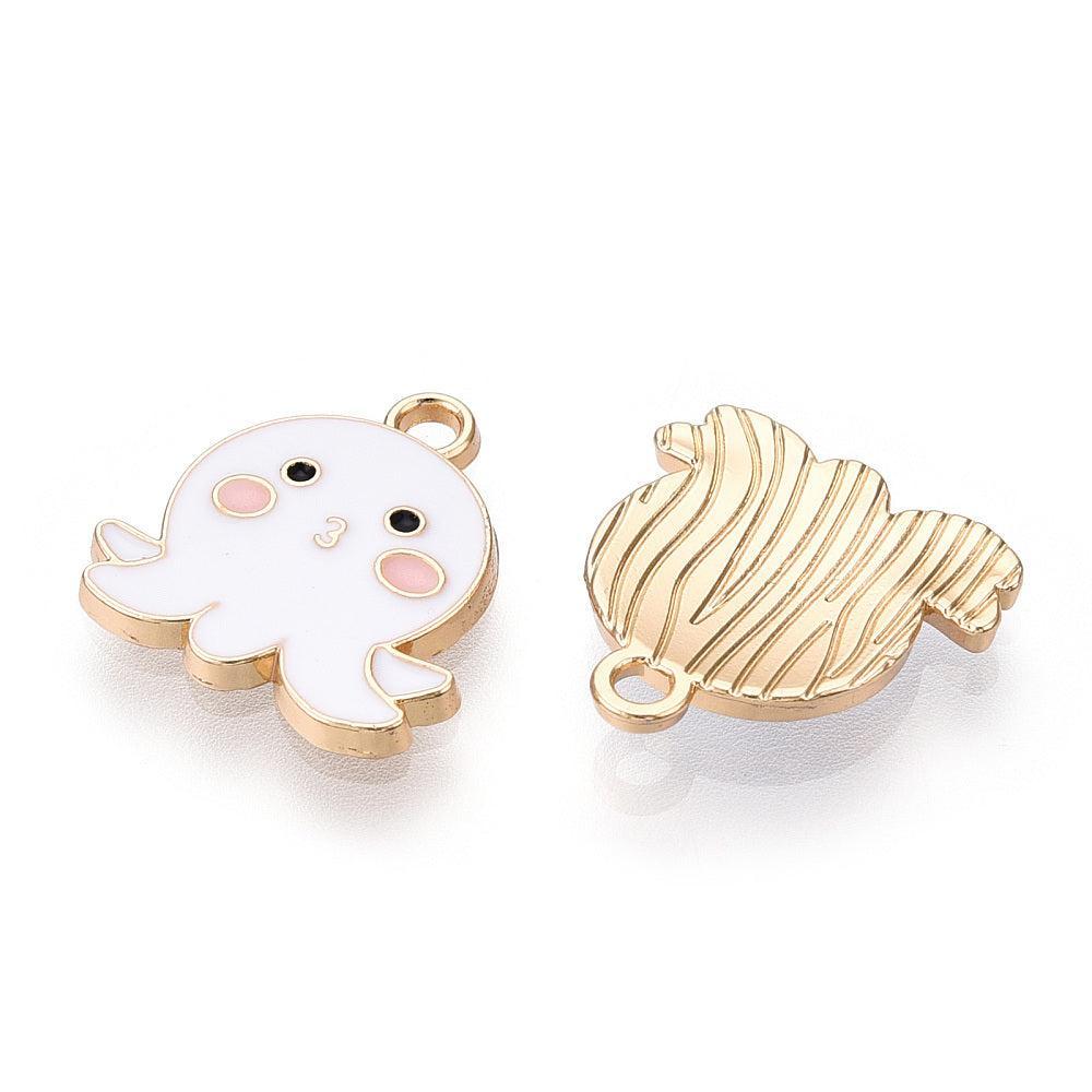 Bedel Octopus goud/Wit 16x15x2mm- per Stuk-bedels-Kraaltjes van Renate