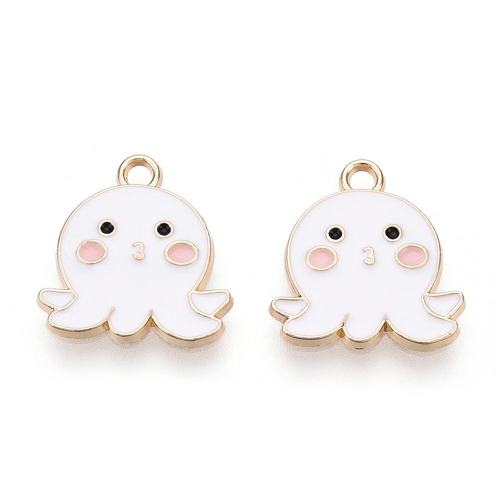 Bedel Octopus goud/Wit 16x15x2mm- per Stuk-bedels-Kraaltjes van Renate