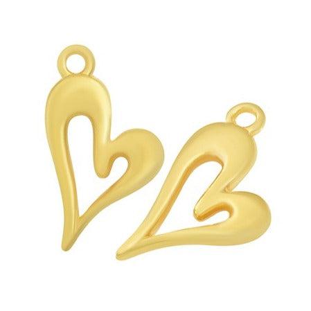 Bedel Open hart Goud 24kr DQ 11x20mm-bedels-Kraaltjes van Renate