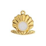 Bedel Open sea shell Wit-Goud 24K DQ 19mm-bedels-Kraaltjes van Renate