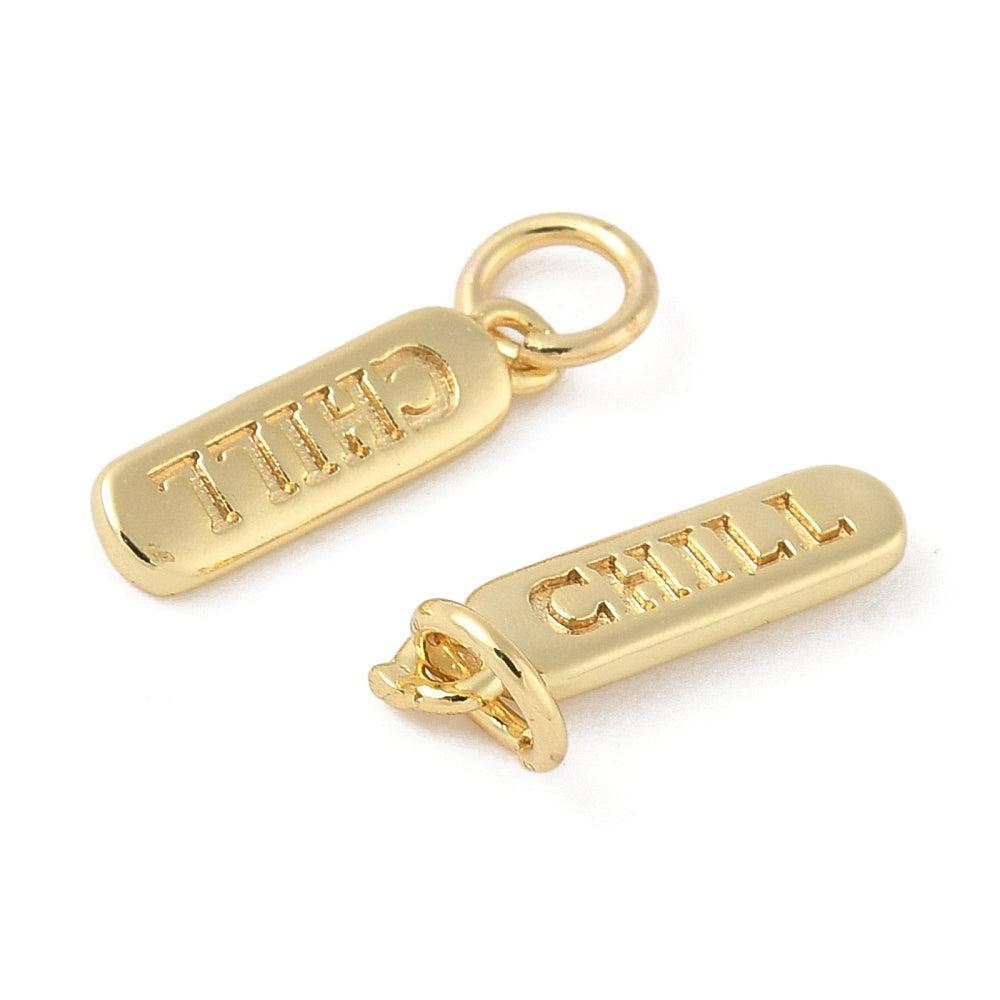 Bedel Ovaal Chill met Ringetje & 18K Goud Plating 14mm – per stuk-bedels-Kraaltjes van Renate