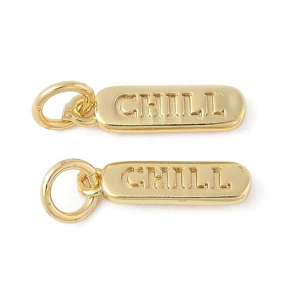 Bedel Ovaal Chill met Ringetje & 18K Goud Plating 14mm – per stuk-bedels-Kraaltjes van Renate