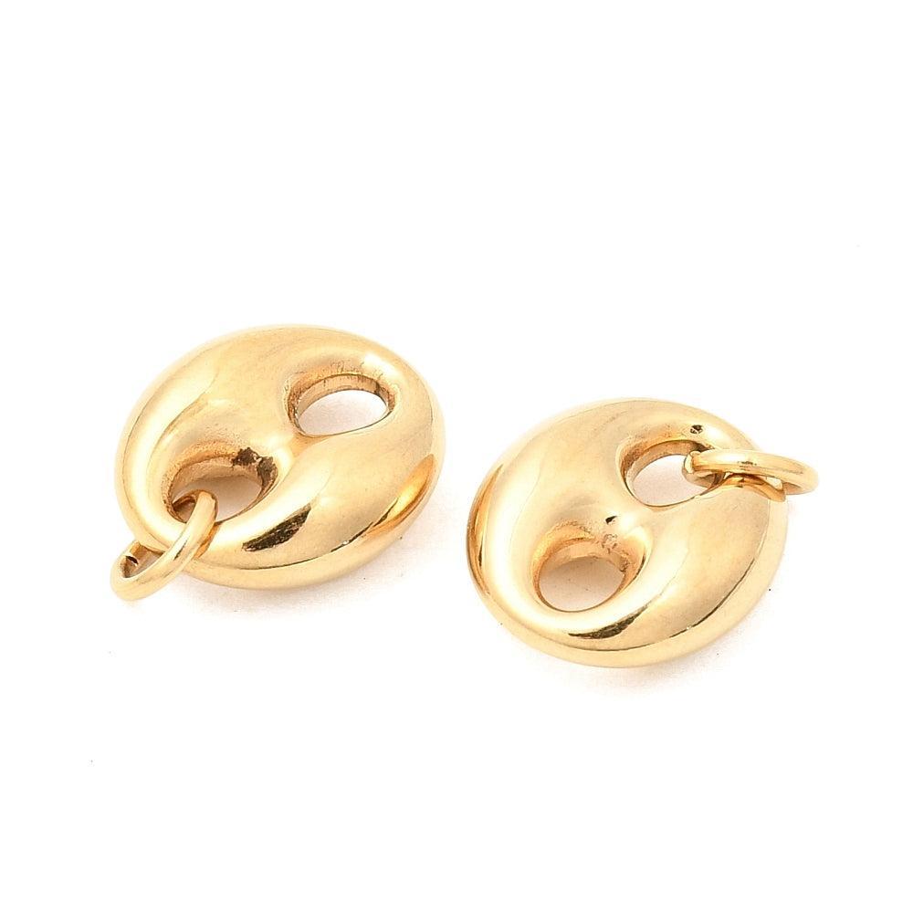 Bedel Ovaal Goud RVS 15mm - per stuk-Bedels-Kraaltjes van Renate