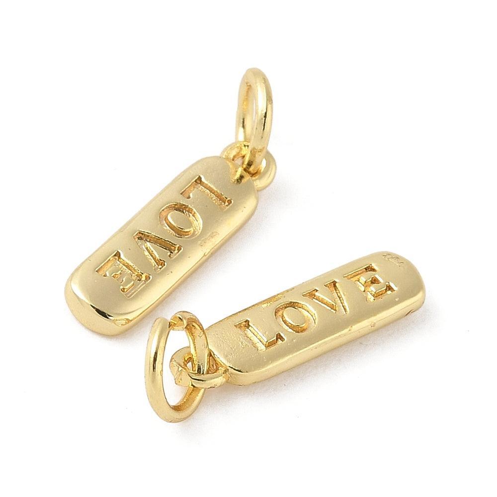 Bedel Ovaal Love met Ringetje & 18K Goud Plating 14mm – per stuk-bedels-Kraaltjes van Renate