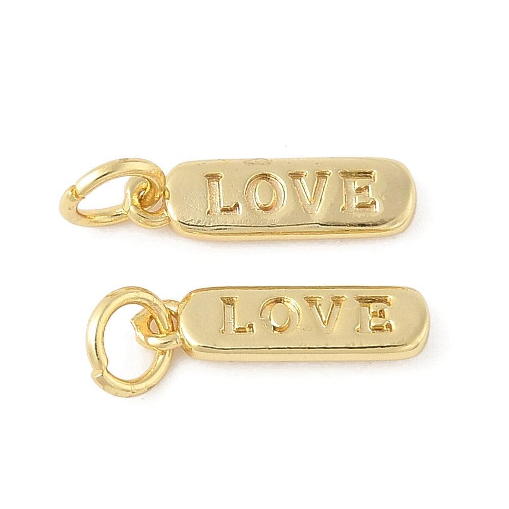 Bedel Ovaal Love met Ringetje & 18K Goud Plating 14mm – per stuk-bedels-Kraaltjes van Renate