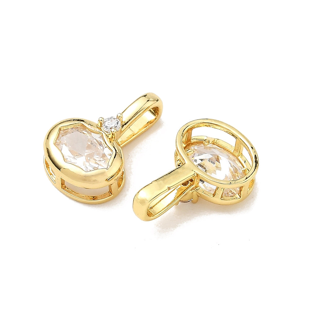 Bedel Ovaal Zirkonia Brass Goud 16mm - per stuk-Bedels-Kraaltjes van Renate