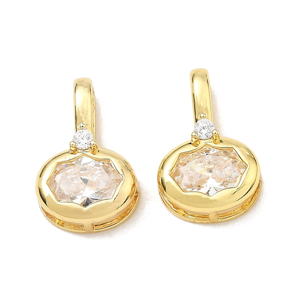 Bedel Ovaal Zirkonia Brass Goud 16mm - per stuk-Bedels-Kraaltjes van Renate