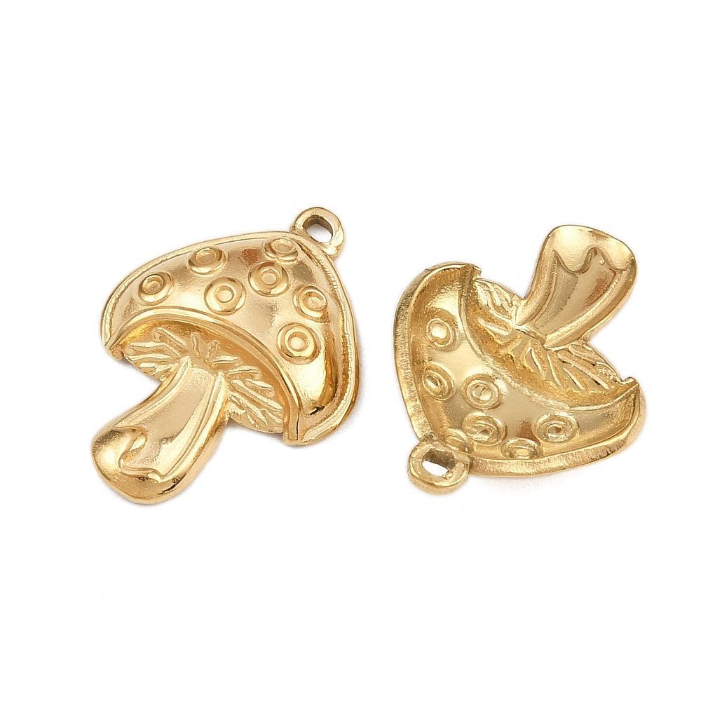 Bedel Paddenstoel Premium RVS met 18K Goud Plating 21,5mm – per stuk-bedels-Kraaltjes van Renate