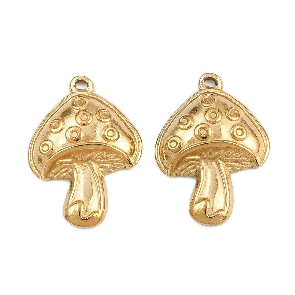 Bedel Paddenstoel Premium RVS met 18K Goud Plating 21,5mm – per stuk-bedels-Kraaltjes van Renate
