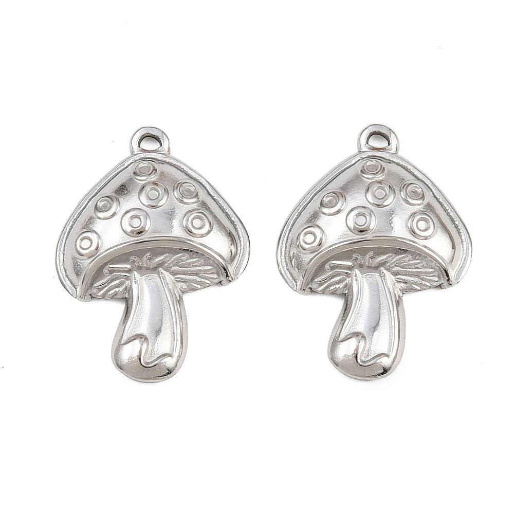 Bedel Paddenstoel RVS Zilverkleur 21,5mm – per stuk-bedels-Kraaltjes van Renate