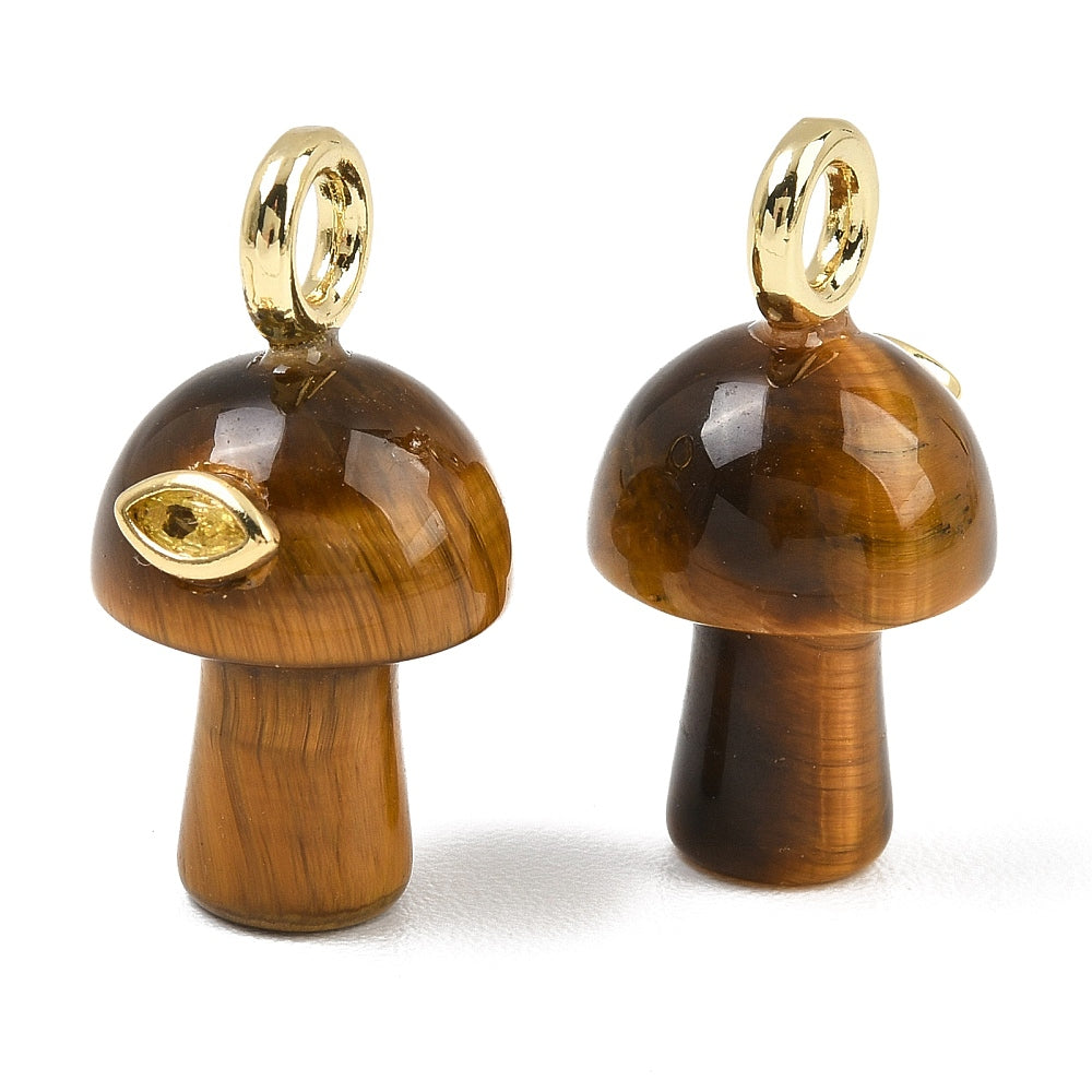 Bedel Paddenstoel Tijgeroog Zirkonia Brass Goud 28mm - per stuk-Bedels-Kraaltjes van Renate